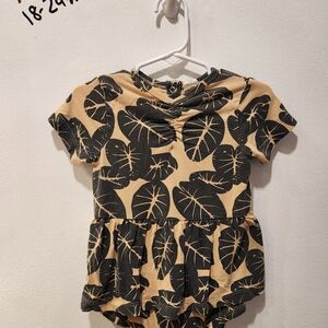 Kate Quinn Black and Tan Leaf Print Bodysuit